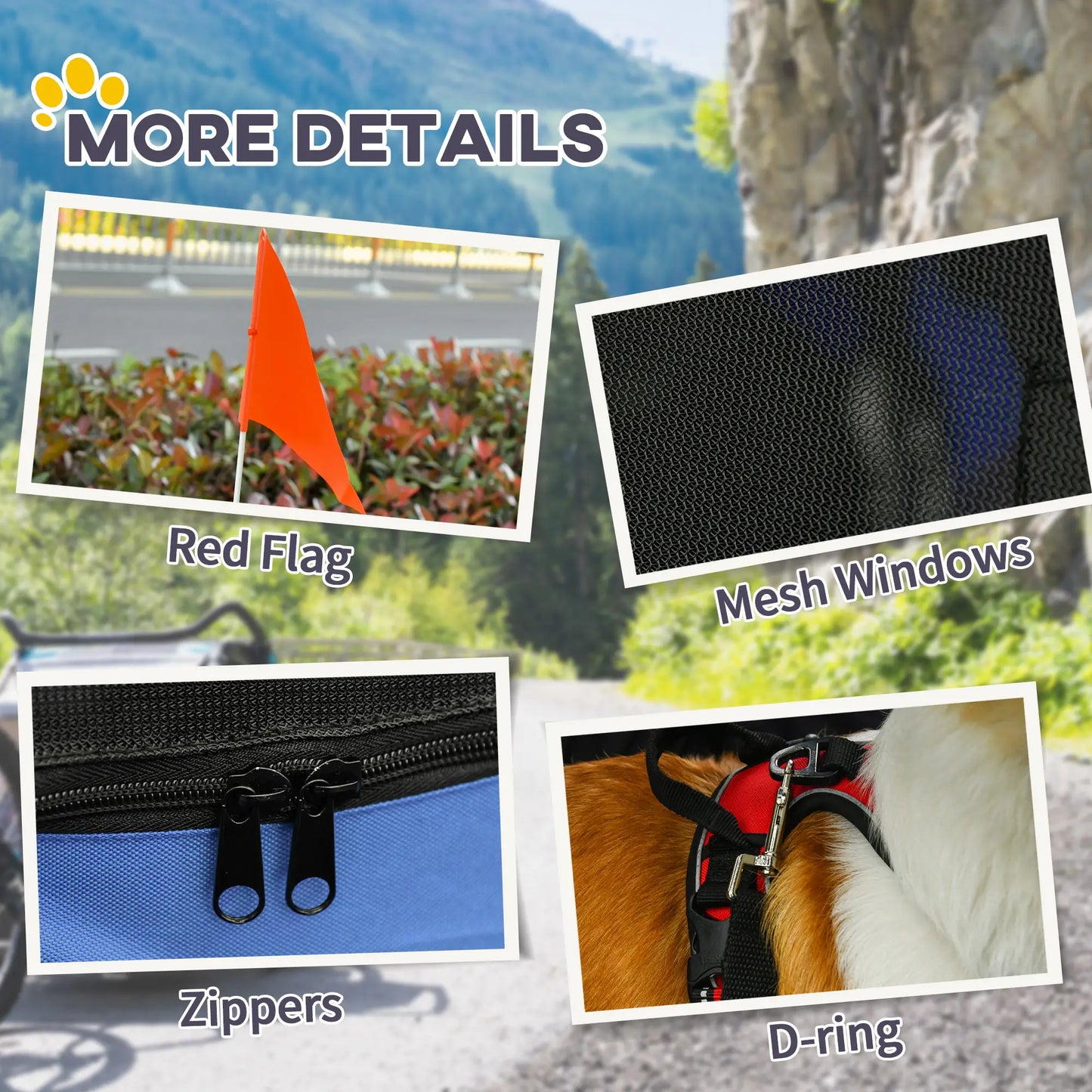 Foldable Dog Bike Trailer, Pet Cargo Carrier, Blue and Grey Dog Bike Trailers & Strollers at Gallery Canada