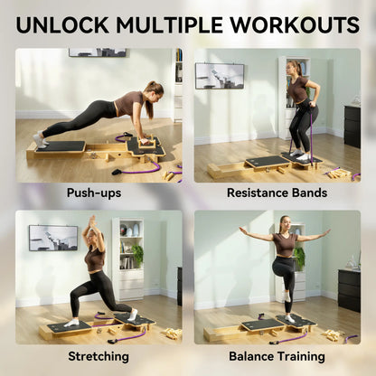 Portable Pilates Reformer Machine, Multifunctional Board With Resistance Bands Aerobic Equipment at Gallery Canada