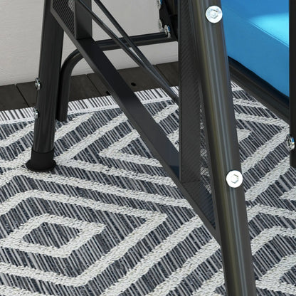 3-Seat Outdoor Porch Swing with Canopy, Side Tray, Cushion, Blue Patio Swings with Stand at Gallery Canada