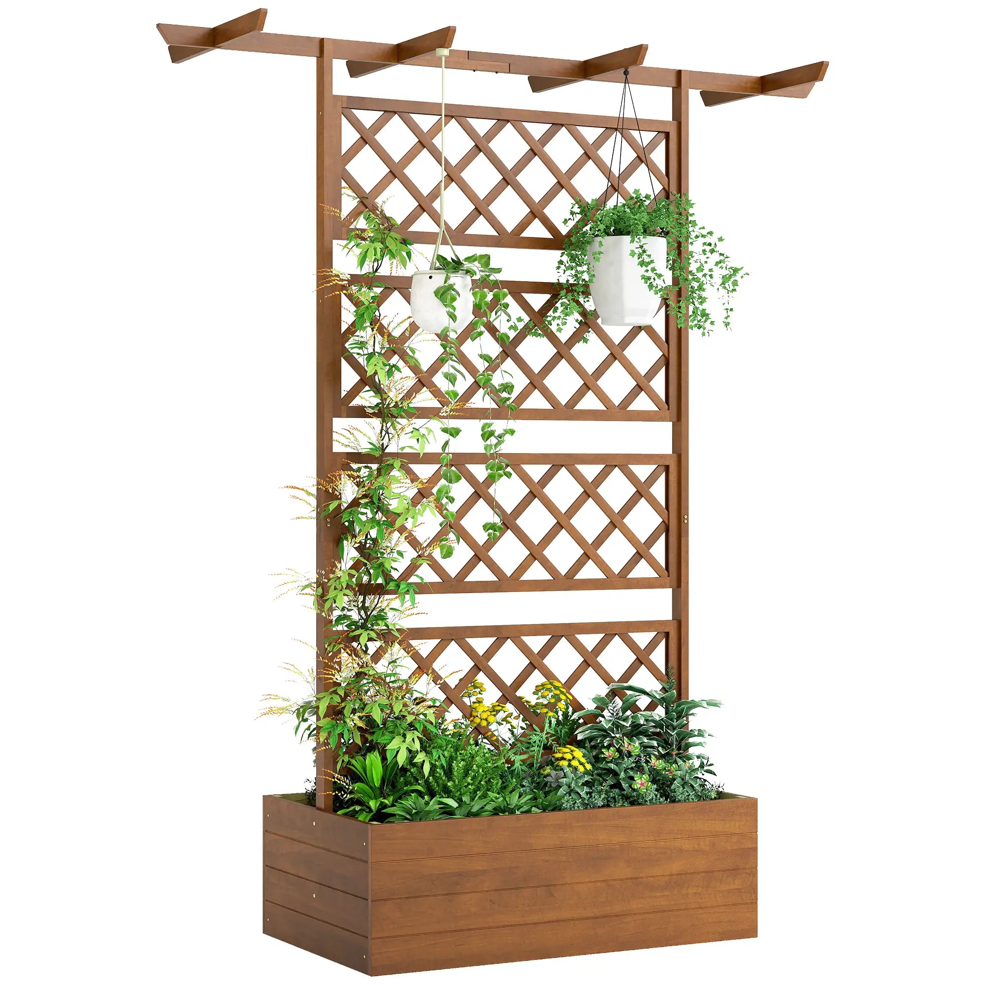Wooden Planter with Trellis, Raised Garden Bed, Orange Raised Garden Beds at Gallery Canada