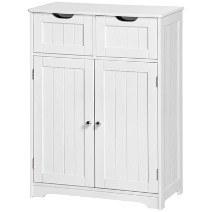 Bathroom Storage Cabinet, 2 Drawers, Adjustable Shelf, White Bathroom Cabinets White at Gallery Canada