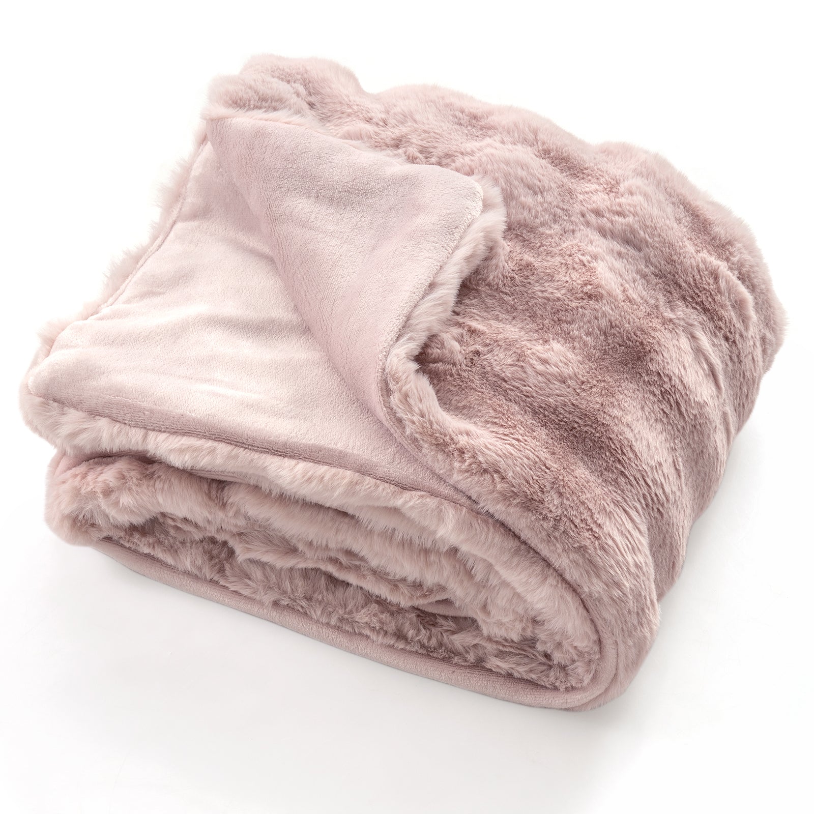 Luxury Fuzzy Plush Rabbit Fur Bubble Blanket for Armchair-PI, Pink