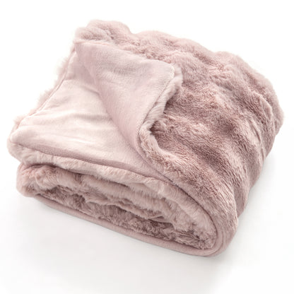Luxury Fuzzy Plush Rabbit Fur Bubble Blanket for Armchair-PI, Pink Bedding at Gallery Canada