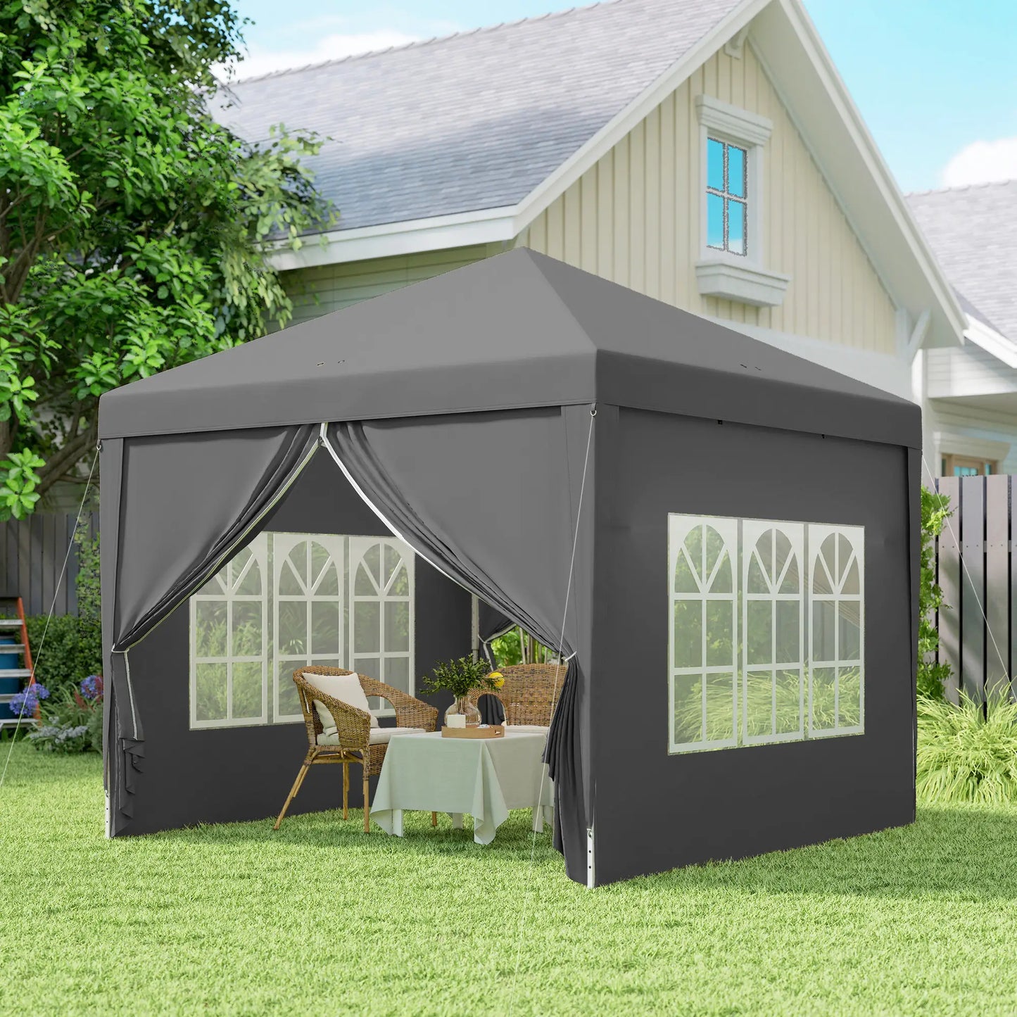 10'x10' Pop Up Party Tent, Wedding Gazebo Canopy, Grey Pop Up Canopies at Gallery Canada