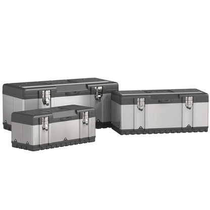 3 Pc Stainless Steel Tool Box Set, With Tray, Handles, Latches Tool Organizers Silver, Black at Gallery Canada