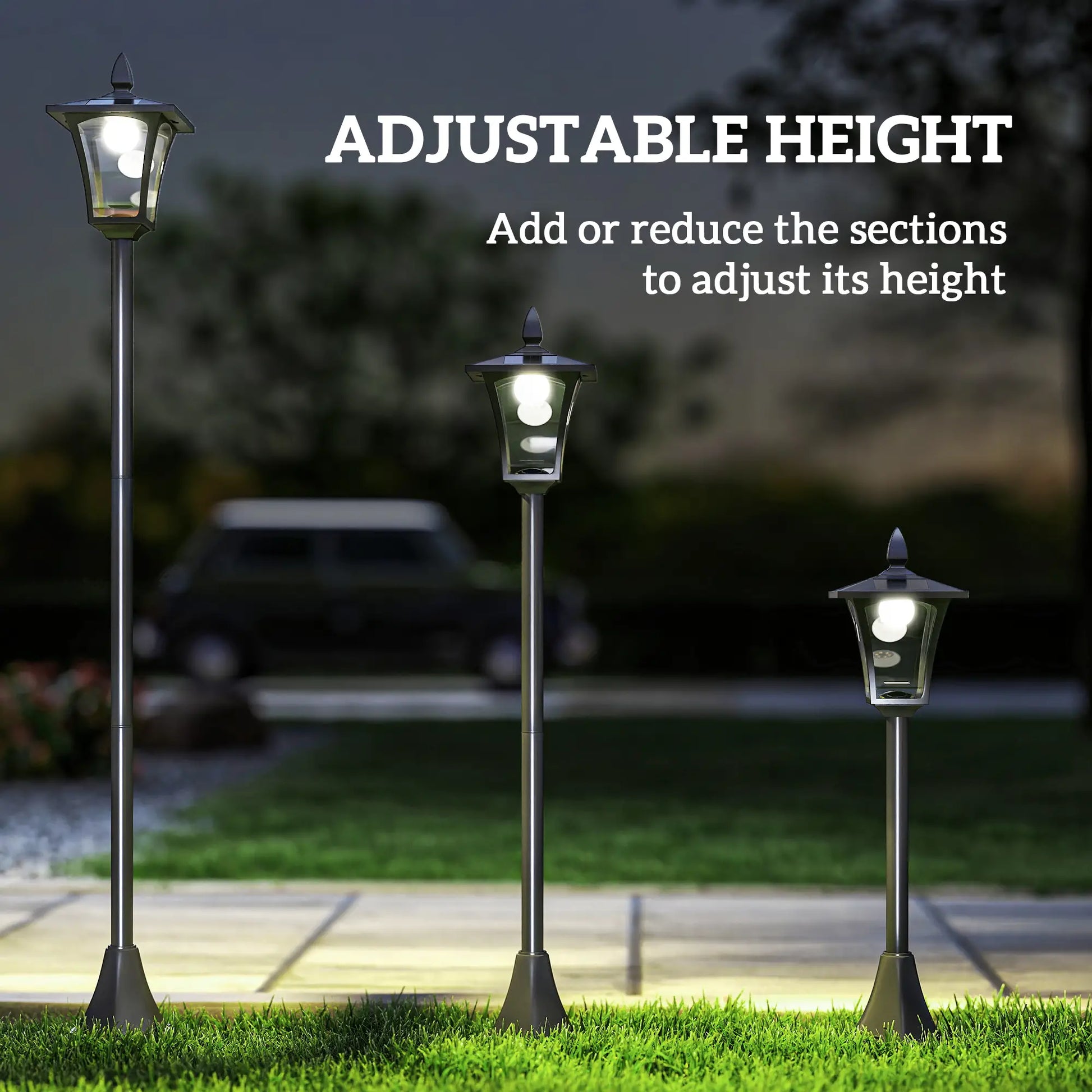Solar LED Streetlight, 40 Lumens, Waterproof, 63"H, Black Solar Post Lamps at Gallery Canada