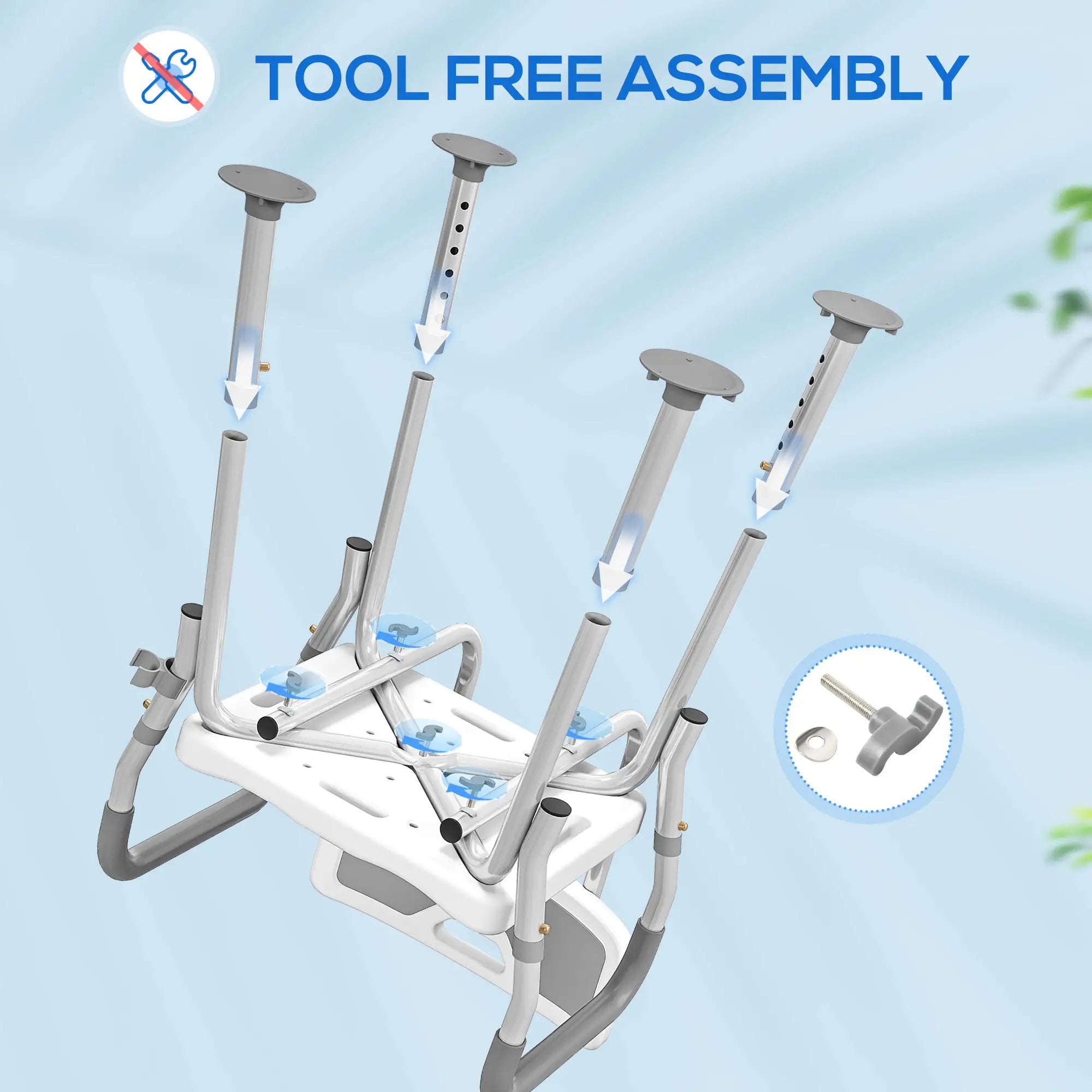 Adjustable Shower Chair With Arms, Back, Padded Seat, Light Grey Bath Chairs at Gallery Canada