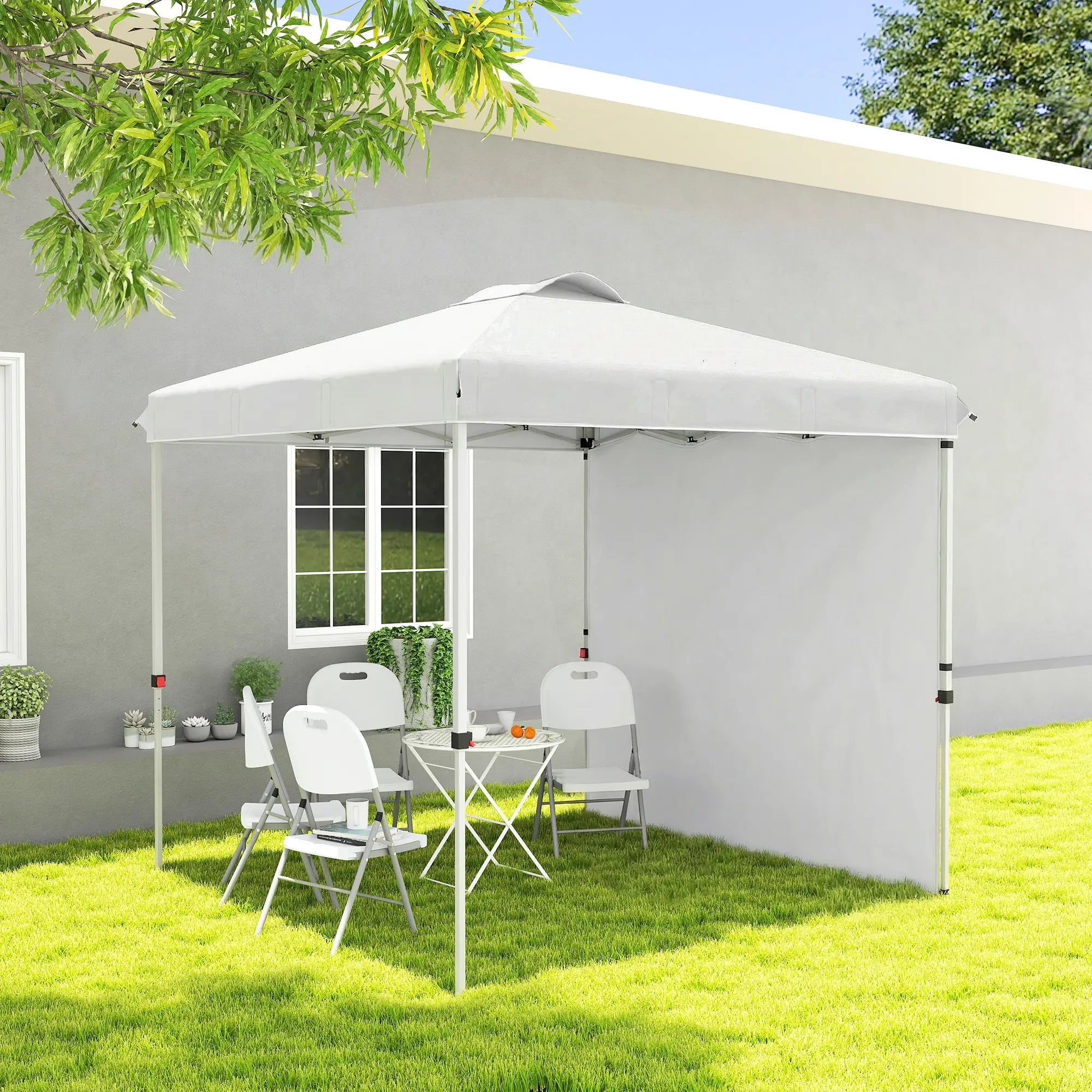 8 x 8 ft Pop Up Canopy, With Sidewall, Carry Bag, Sand Bags, White Pop Up Canopies at Gallery Canada