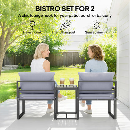 Outdoor Bistro Set, 2 Chairs And Side Table, Patio Furniture, Grey Bistro Sets at Gallery Canada