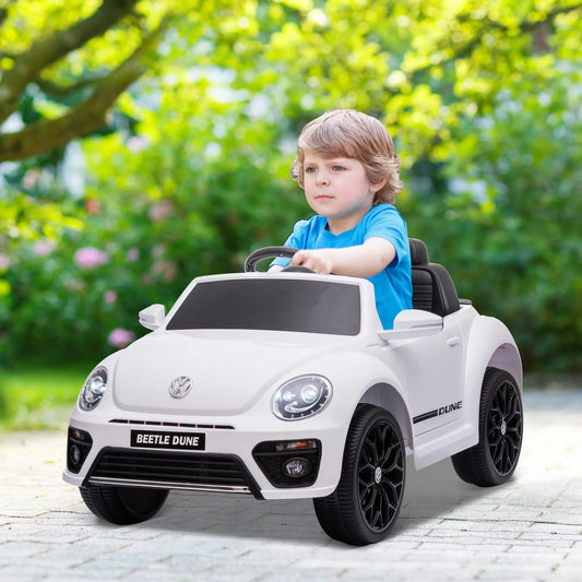 12V Volkswagen Beetle Kids Electric Car, Remote Control, White Electric Toy Cars White at Gallery Canada