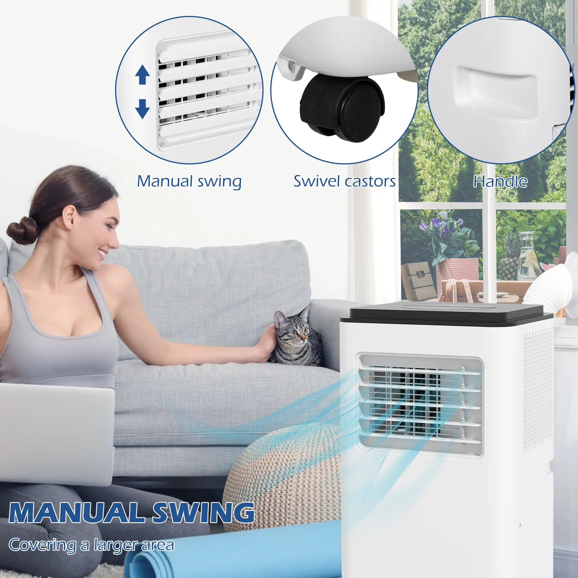 8,000 BTU Mobile Air Conditioner, 345 Sq. Ft., Dehumidifier Fan, White Air Conditioner at Gallery Canada