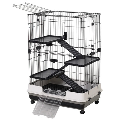 45"H 4-Level Rabbit Hutch, Universal Wheels, Slide-Out Tray, Black Houses & Habitats at Gallery Canada