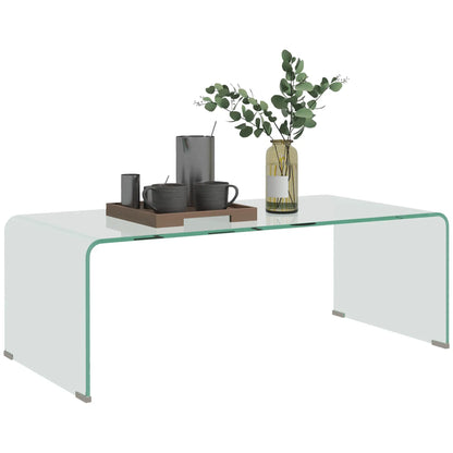 Clear Glass Coffee Table, Modern Rectangle Living Room Center Table, Safe Rounded Edges Coffee Tables at Gallery Canada