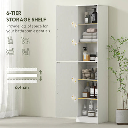 Tall Bathroom Cabinet, Slim Floor Cabinet, 2 Doors, 4 Shelves, White Freestanding Bathroom Cabinets at Gallery Canada