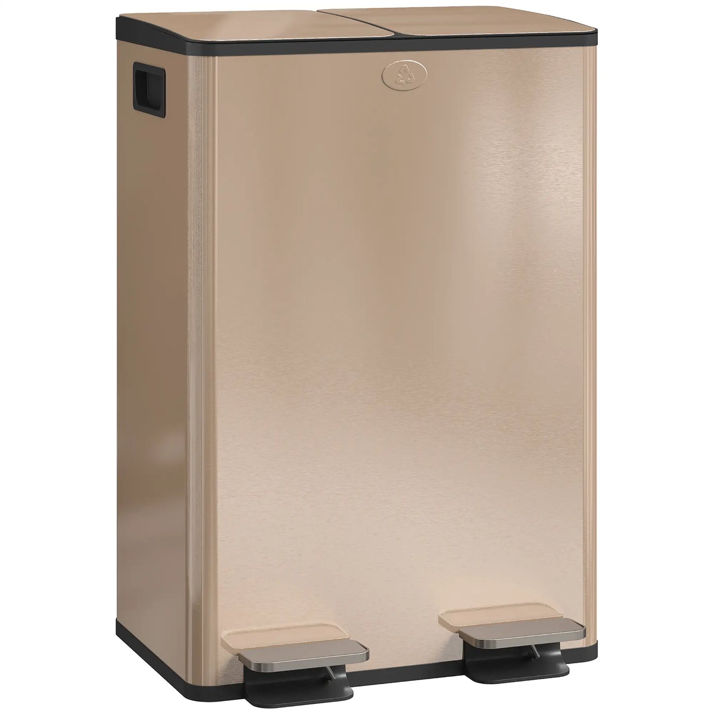 Dual Garbage Bin, Soft-Close Trash Can with Foot Pedal, 2 x 28 Liter Garbage Can with Removable Inner Buckets, Gold Household Supplies at Gallery Canada