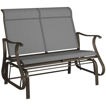 Garden Double Gliding Chair, Outdoor Patio Glider, Steel Frame, Light Grey Outdoor Gliders Light Grey at Gallery Canada