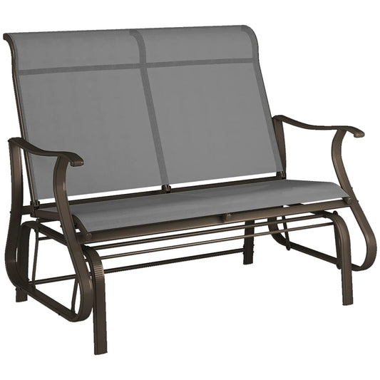 Garden Double Gliding Chair, Outdoor Patio Glider, Steel Frame, Light Grey Outdoor Gliders Light Grey at Gallery Canada