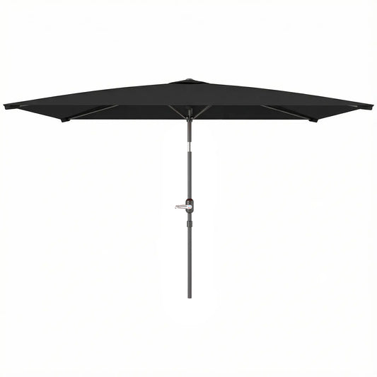 6.4 x 9.7ft Rectangle Aluminum Tilt Patio Umbrella, With Crank, Black Offset Cantilever Umbrellas Black at Gallery Canada
