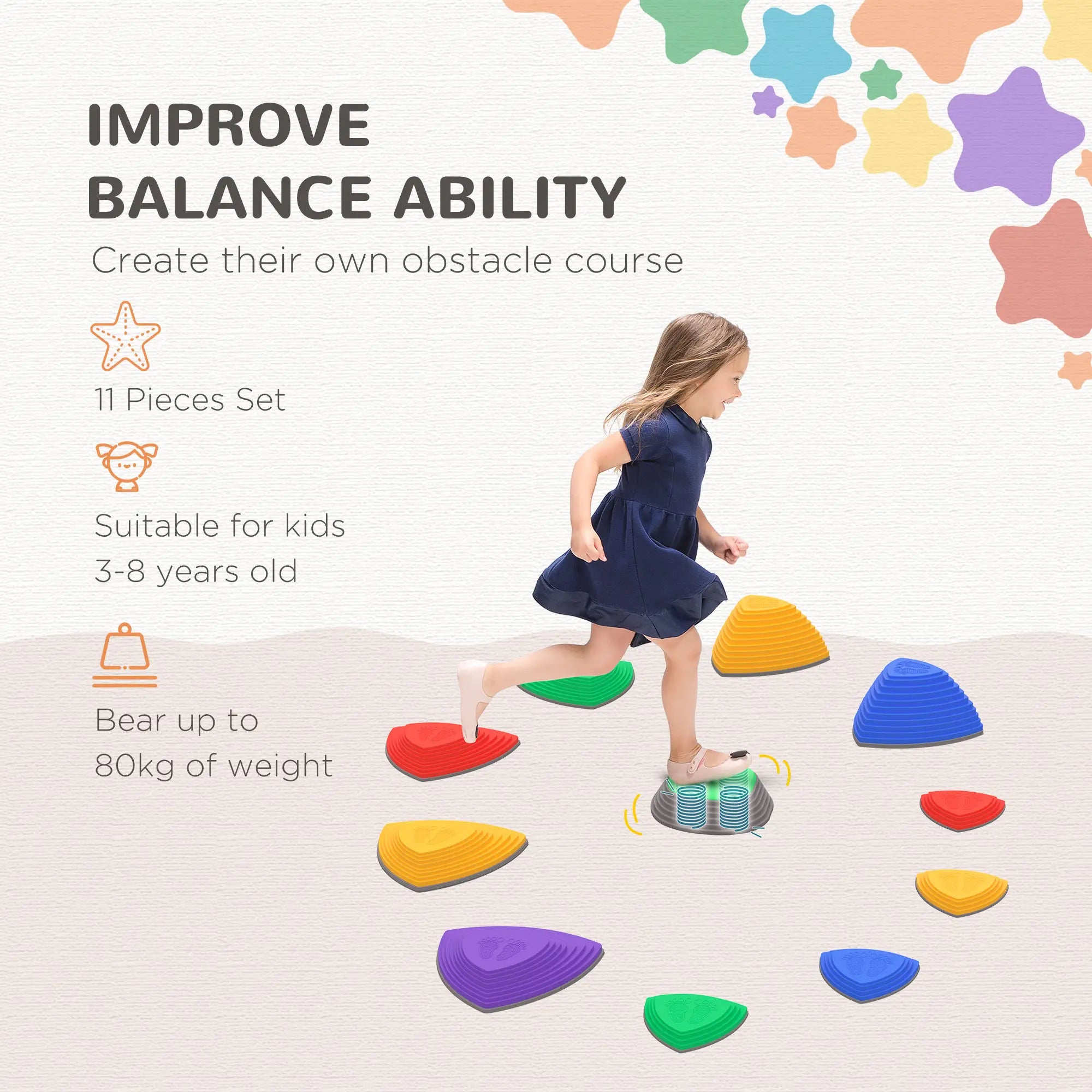 11 PCs Stepping Stones, Non-Slip Rubber, Stackable, 3-8 Years Gym Sets & Swings at Gallery Canada