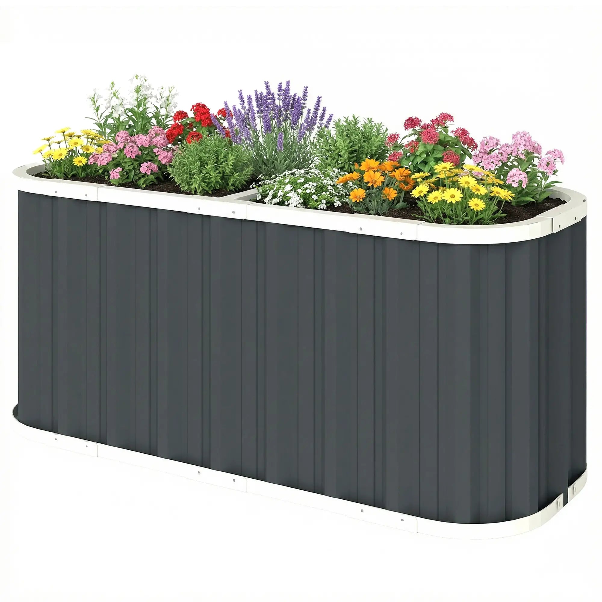 Galvanized Raised Garden Bed, Deep Rot Planter Box, 5' x 2' x 2', Dark Grey Galvanized Planter Boxes Dark Grey at Gallery Canada