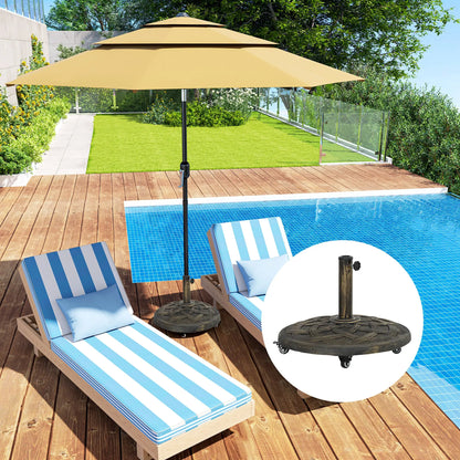 Round Patio Umbrella Base With Wheels, 44 Lbs Resin Stand, 1.3"/1.5"/1.9" Poles, Bronze Umbrella Bases at Gallery Canada