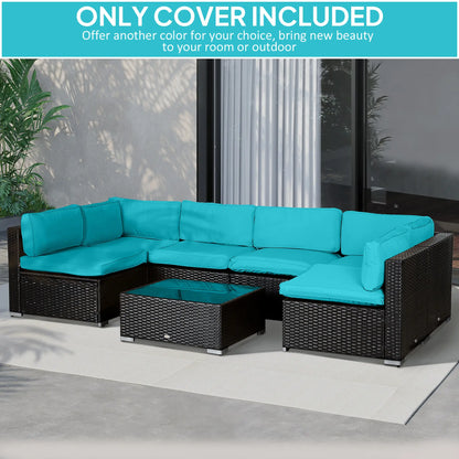 14pc Patio Rattan Sofa Set, Polyester Cover Replacement, Light Blue Patio Chair Cushions at Gallery Canada