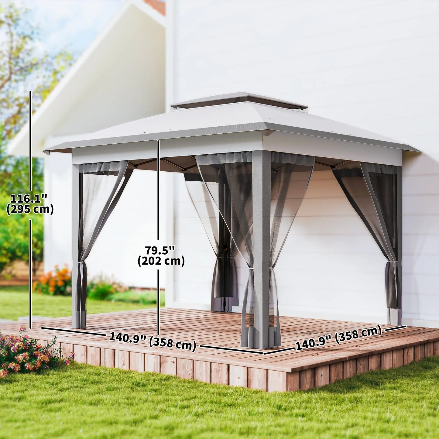 12' x 12' Pop Up Canopy, Instant Tent With Mesh Sidewalls, Grey Pop Up Canopies at Gallery Canada