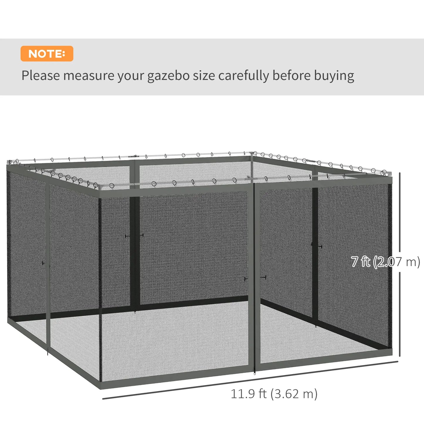 Replacement Mosquito Netting, Gazebo 12' x 12', Black Screen Walls, Zippers, Black Gazebos at Gallery Canada