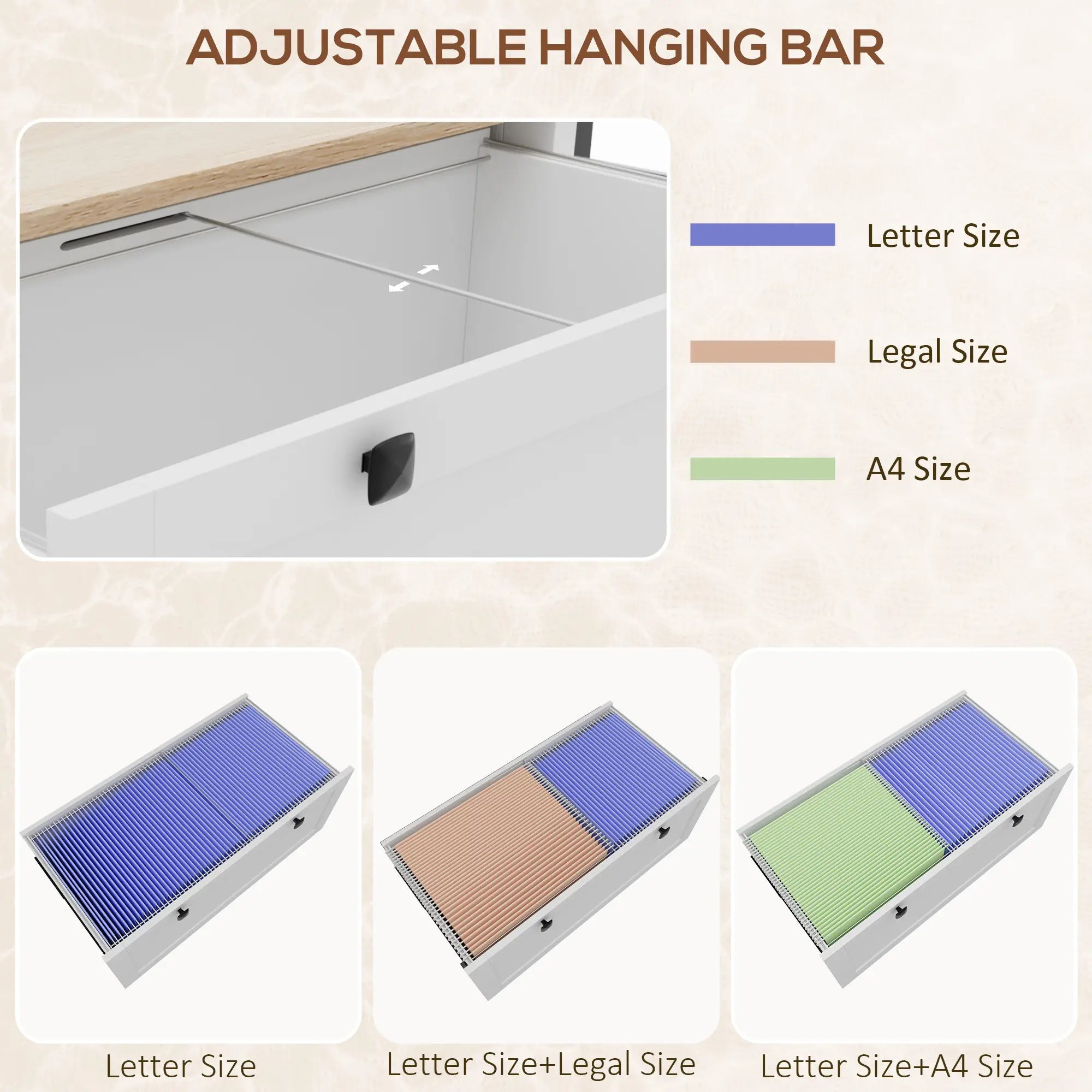 2 Drawer File Cabinet, Lockable, Adjustable Hanging Bar, Letter, A4, Legal Size, White Office Cabinets & Cupboards at Gallery Canada