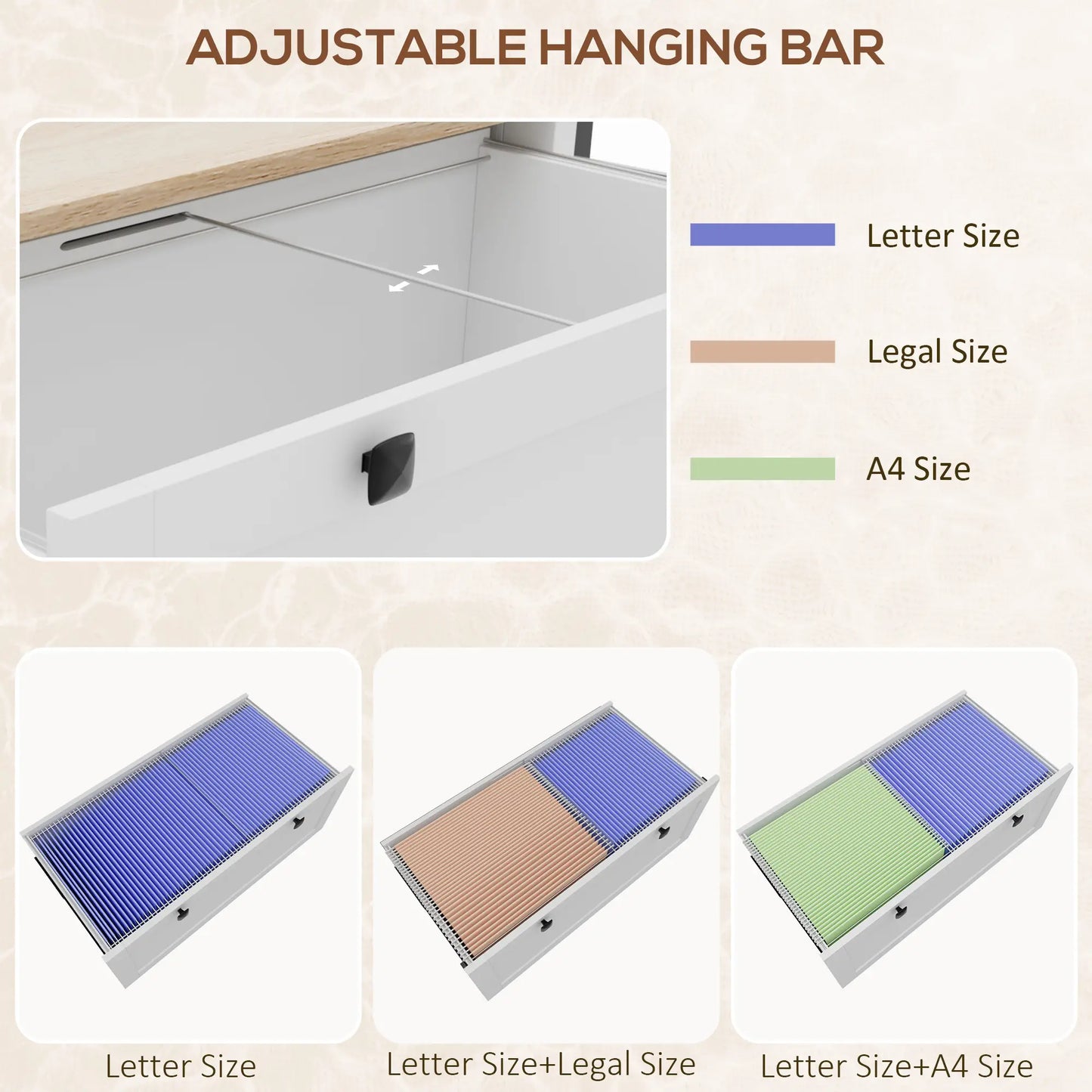 2 Drawer File Cabinet, Lockable, Adjustable Hanging Bar, Letter, A4, Legal Size, White Office Cabinets & Cupboards at Gallery Canada