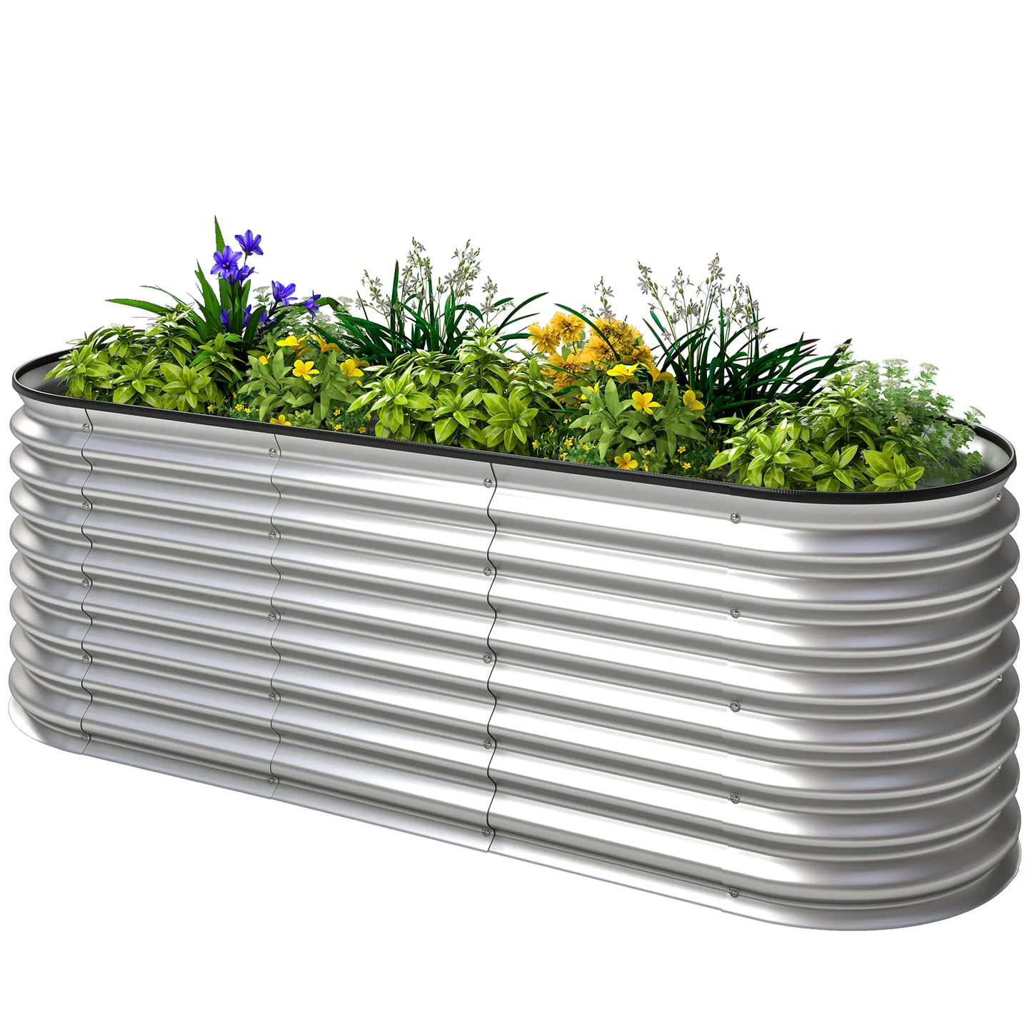Galvanized Raised Garden Bed, 6X2X2 Ft, Silver Galvanized Planter Boxes Silver at Gallery Canada