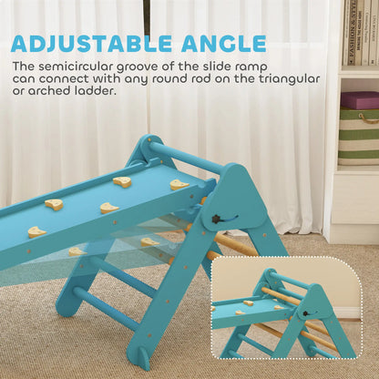 7-in-1 Pikler Triangle Set, Foldable Wooden Climbing Toys, Blue Kids Gym & Playmats at Gallery Canada