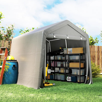 9.2' x 7.9' Garden Storage Tent, Metal Frame, Double Zipper Doors, Light Grey Portable Shed at Gallery Canada
