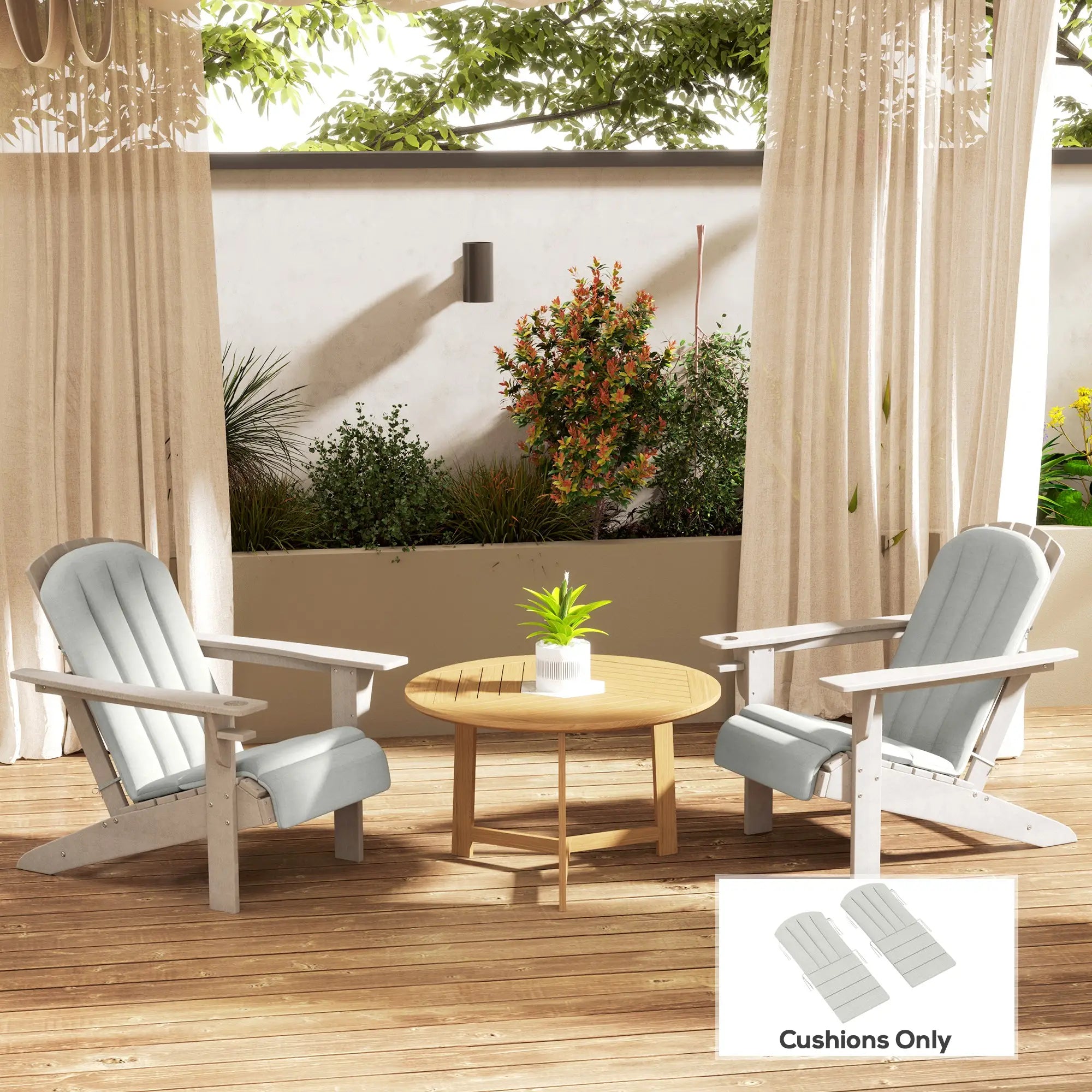 Set of 2 Patio Chair Cushions, High Back, High-Density Foam, Light Grey Patio Chair Cushions at Gallery Canada
