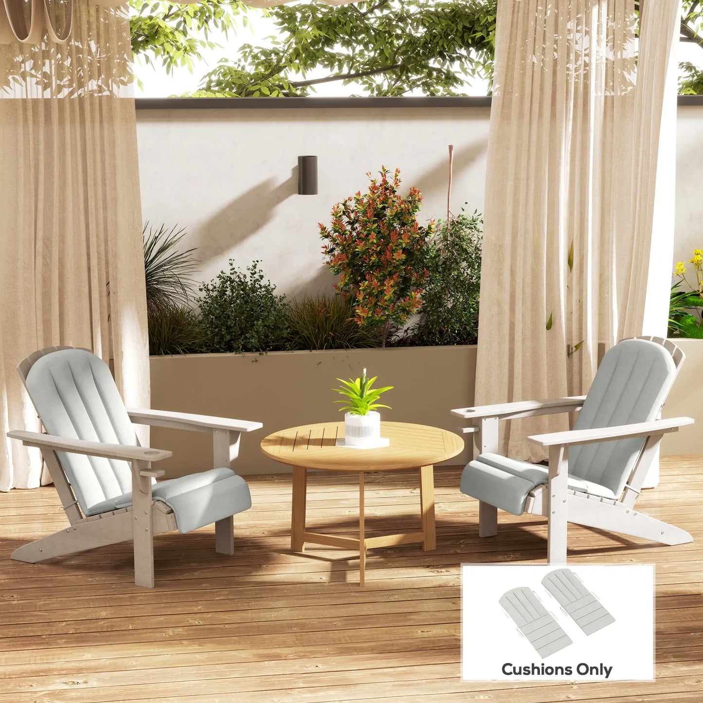 Set of 2 Patio Chair Cushions, High Back, High-Density Foam, Light Grey Patio Chair Cushions at Gallery Canada