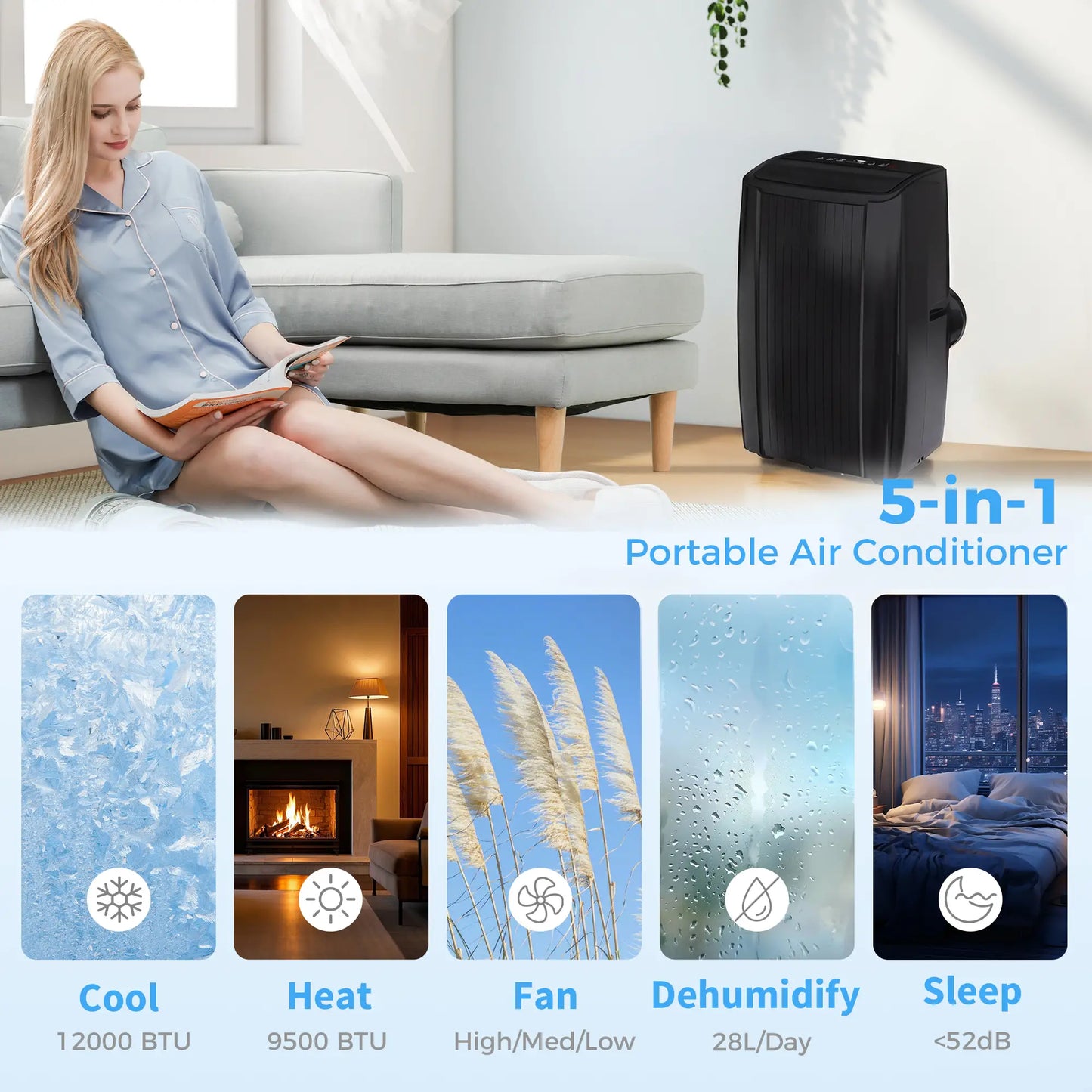 12000 BTU Portable Air Conditioner, 5-in-1, Black Air Conditioner at Gallery Canada