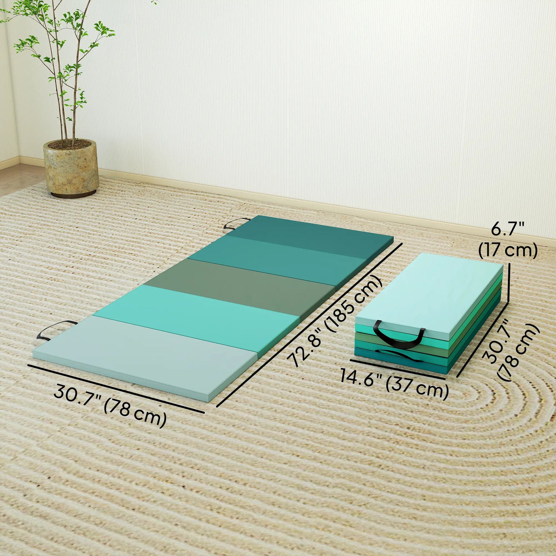 6ft Folding Gymnastics Mat, Thick Exercise Mat, Mixed Green Gymnastics Mats at Gallery Canada