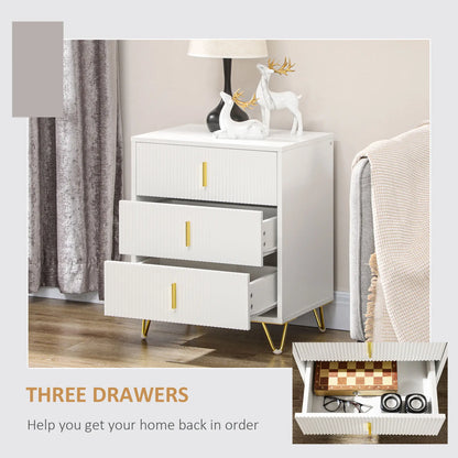 3-Drawer Storage Cabinet, Metal Legs, 19.7"x15.7"x24.8", White Storage Cabinets at Gallery Canada