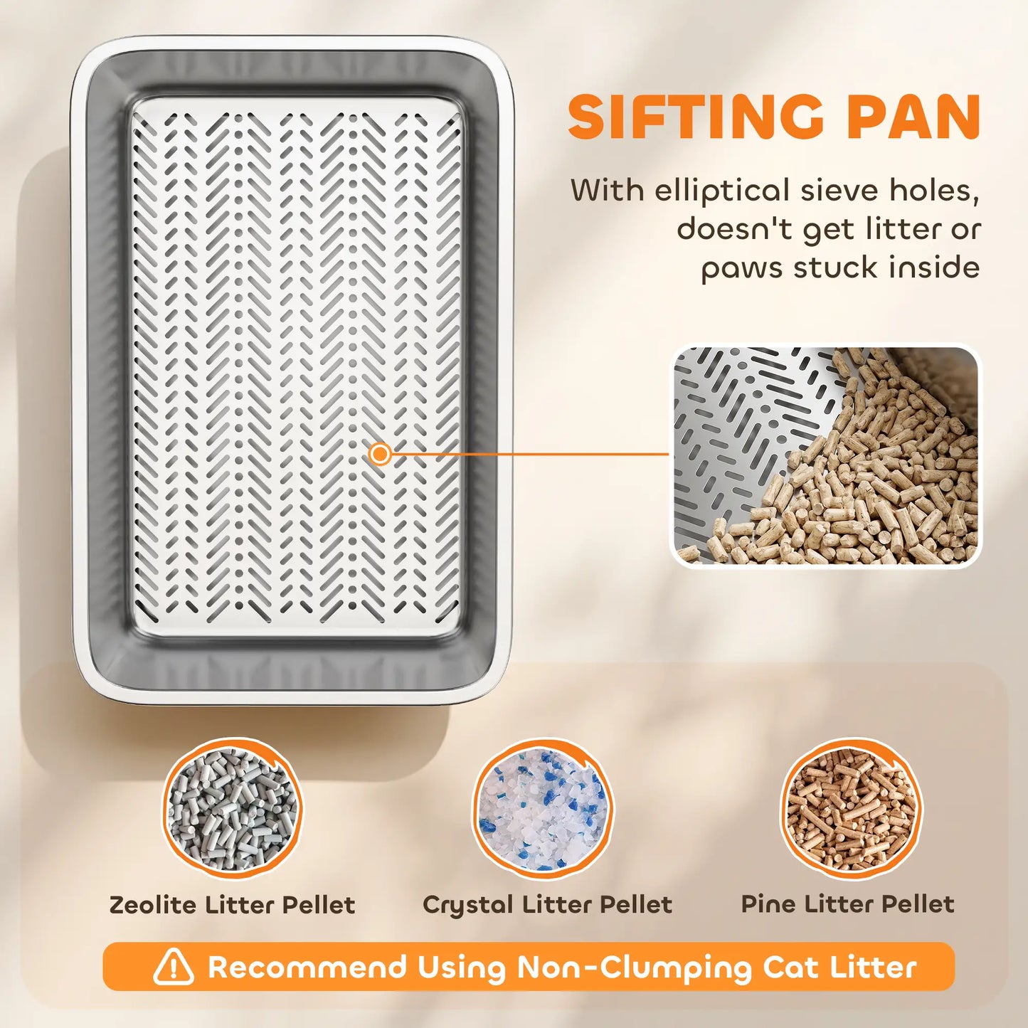Stainless Steel Litter Box, XL Sifting Cat Litter Box for Medium and Large Cat, Non-Sticky, Odour Free, Easy Clean Cat Litter Box Enclosures at Gallery Canada