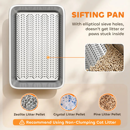 Stainless Steel Litter Box, XL Sifting Cat Litter Box for Medium and Large Cat, Non-Sticky, Odour Free, Easy Clean Cat Litter Box Enclosures at Gallery Canada