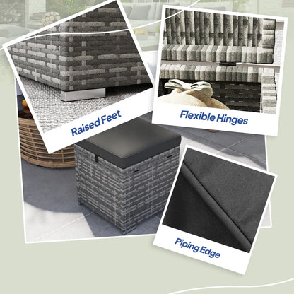 2 Piece Wicker Ottoman With Storage, Square Footstool, Dark Grey Patio Furniture Sets at Gallery Canada