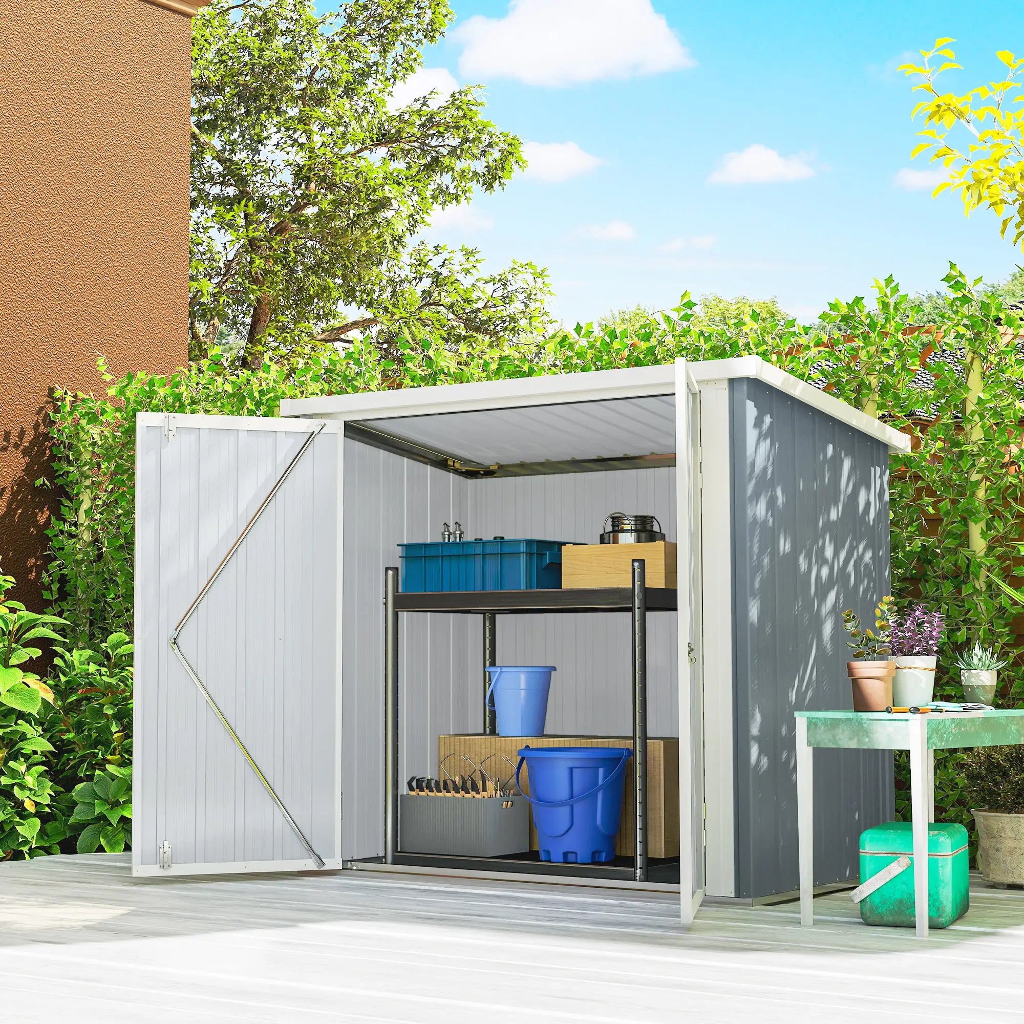 5' x 3' Metal Garden Storage Shed, Tool House With Double Doors Sheds at Gallery Canada