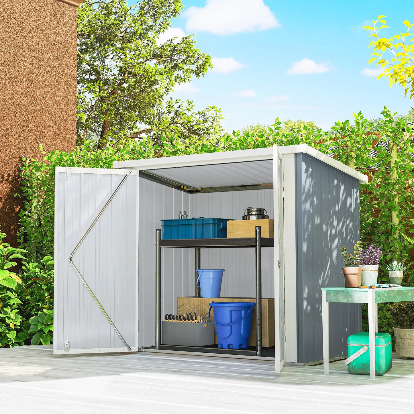 5' x 3' Metal Garden Storage Shed, Tool House With Double Doors Sheds at Gallery Canada