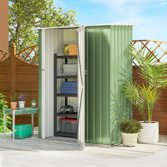 5x3ft Metal Garden Shed, Sloped Roof, Lockable Door, Light Green Sheds Light Green at Gallery Canada