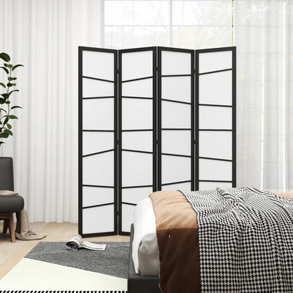5.6ft Folding Room Divider, 4 Panel Wood Frame, White Room Dividers at Gallery Canada