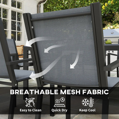 7 Piece Outdoor Dining Set, Rectangular Table, 6 Stackable Chairs Outdoor Dining Sets at Gallery Canada