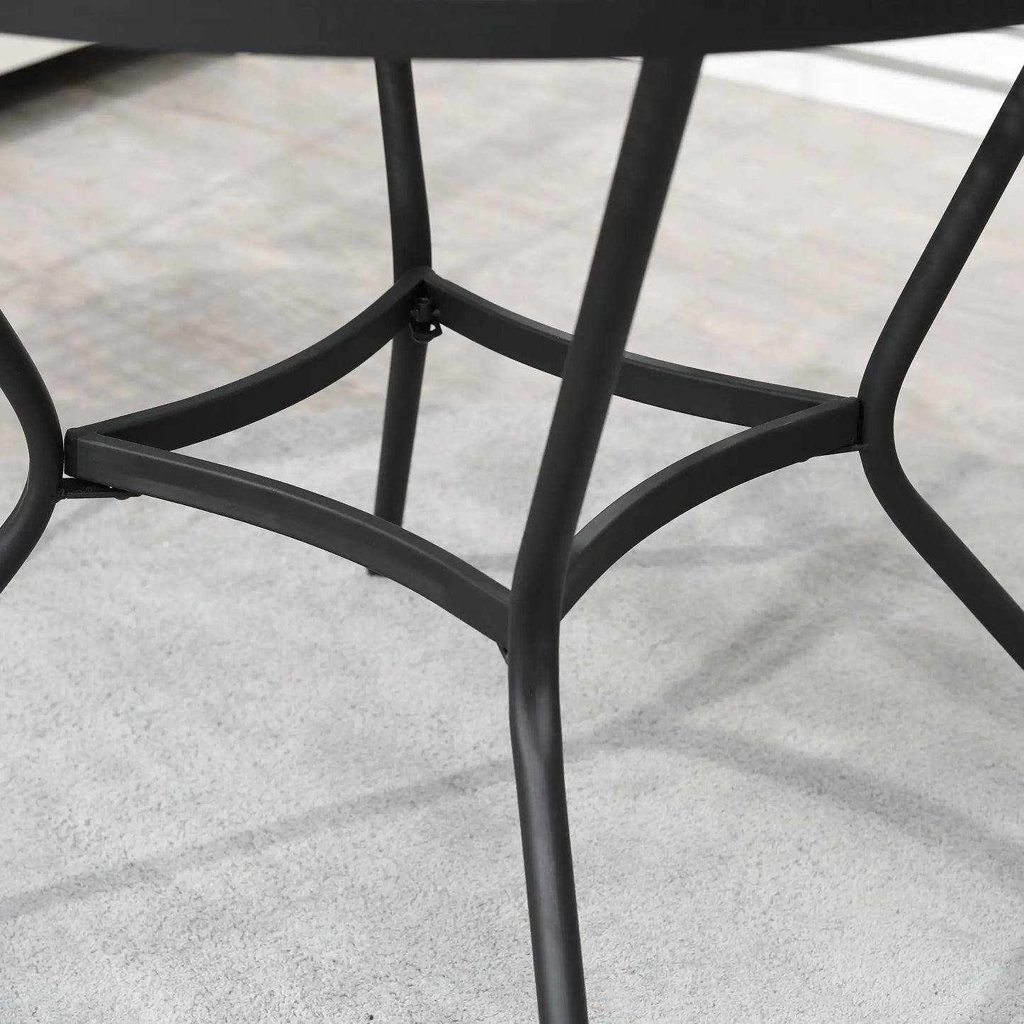35" Round Patio Dining Table, Steel with Mesh Tabletop, Black Patio Side Tables at Gallery Canada