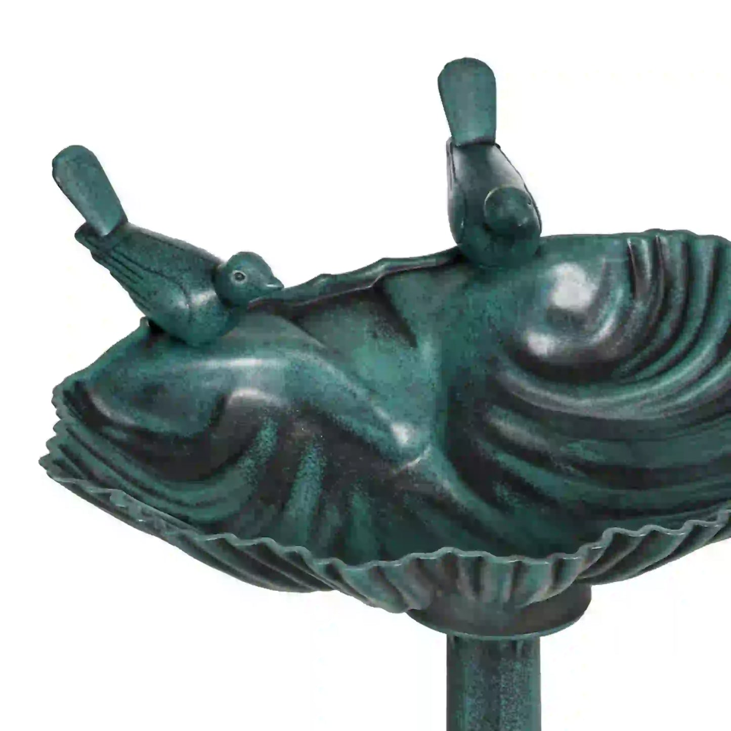 32" Bronze Green Bird Bath With Decorative Birds, Flower Planter Base, Bronze Green Garden Decor at Gallery Canada