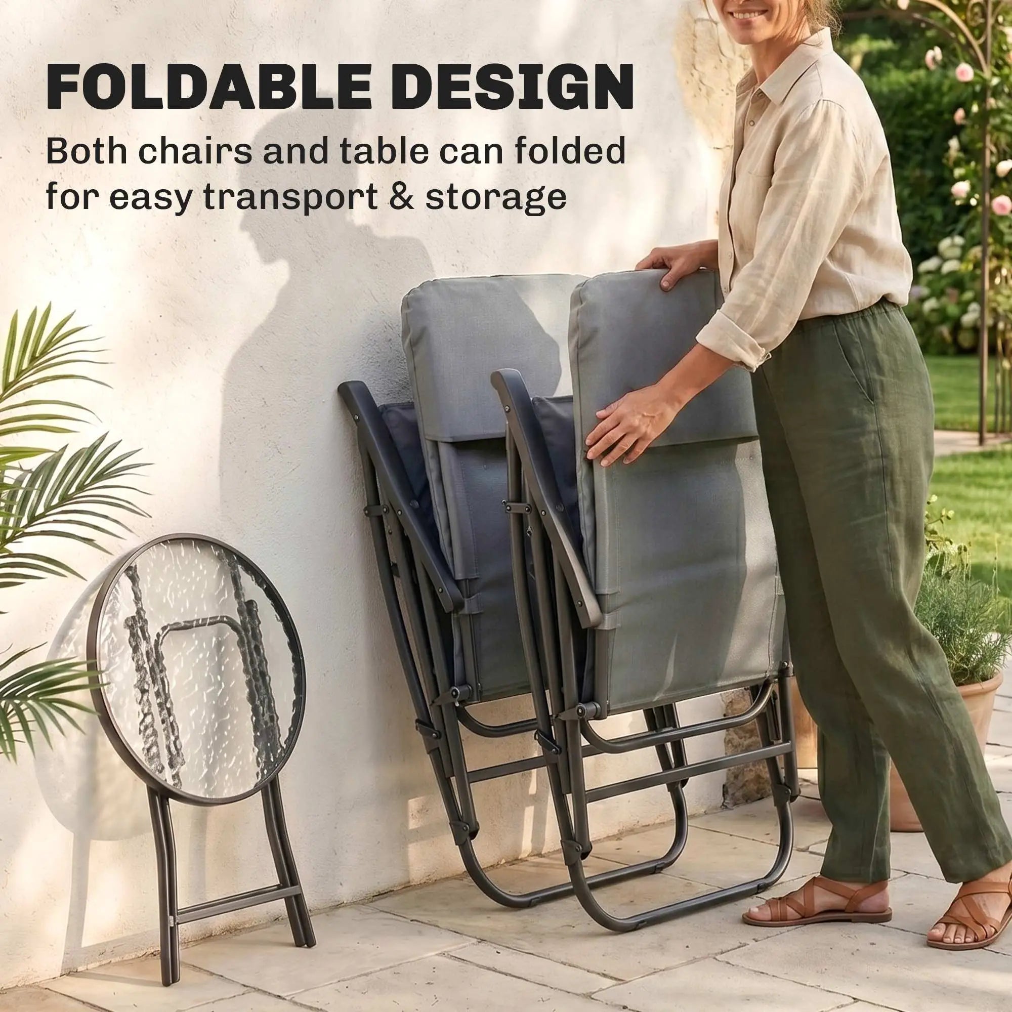 3-Piece Foldable Rocking Chair Set, Light Grey Outdoor Rocking Chairs at Gallery Canada