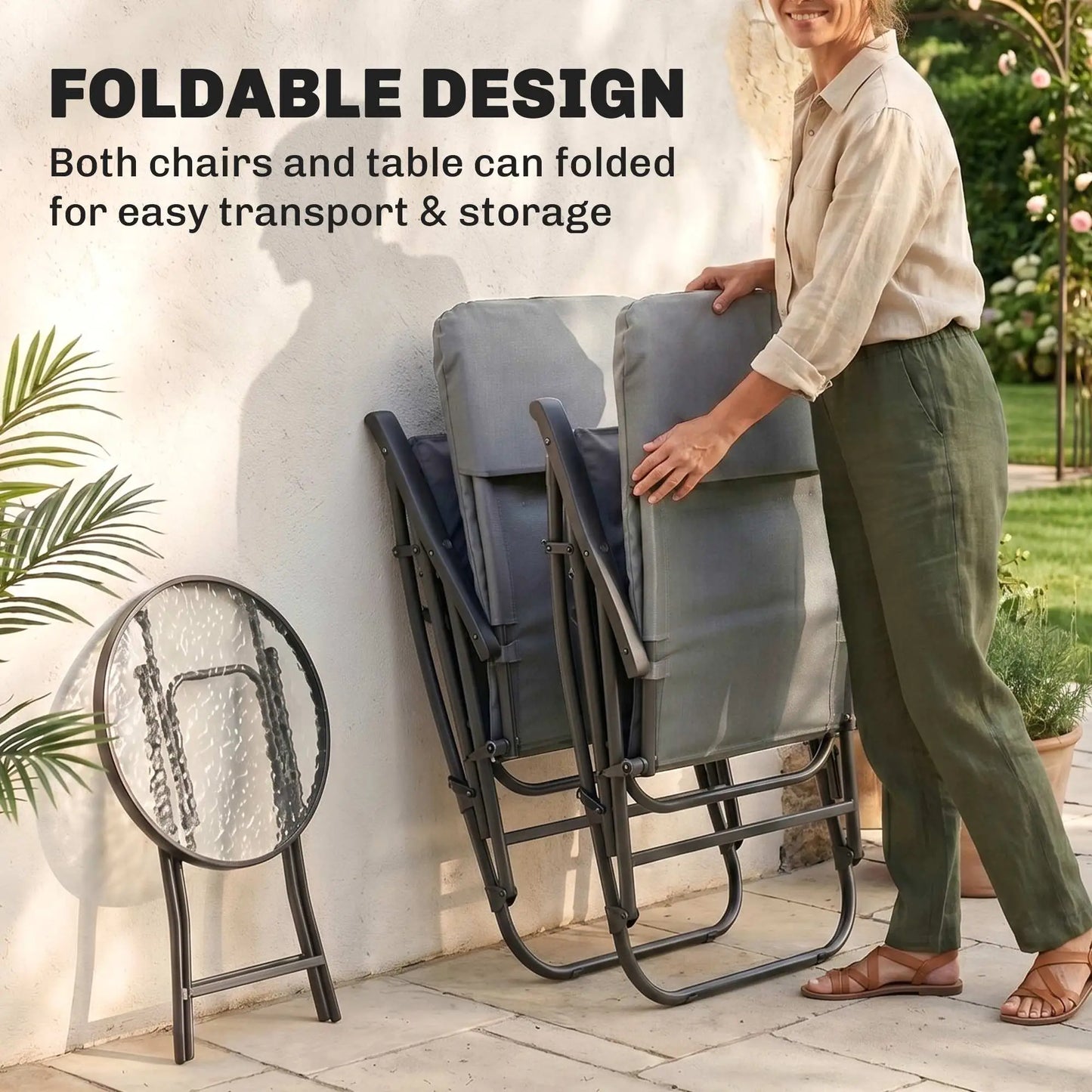 3-Piece Foldable Rocking Chair Set, Light Grey Outdoor Rocking Chairs at Gallery Canada